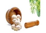 Set of 2 Natural Bamboo Household Garlic Pepper Spice Pounder Mortar and Pestle