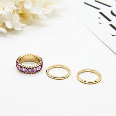 China Women Fashion Jewelry Rings Stainless Steel Zircon Opal Moonstone Gold Plated factory