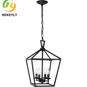 China E12 Farmhouse Iron Lantern Pendant Light Rustic Industrial Cage factory