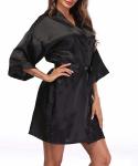 Black Sexy 100% Mulberry Silk Nightgown Short Plain Dyed 200Gsm Weight