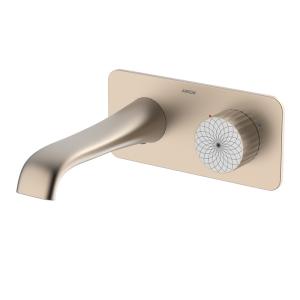 China Gold Wall Hung Basin Mixer Faucet 23mm Ceramic Cartridge factory