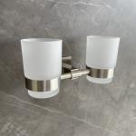 Polished Glass Tumbler Holder SUS304 Double Wall Mounted Toothbrush Holder