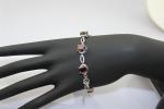 Women Jewelry 925 Silver Created 7x9mm Oval Garnet Cubic Zircon Tennis Bracelet