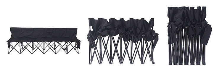OEM Collapsible Bench Portable 6 Seats Foldable Beach Chair with Carry Bag and Back