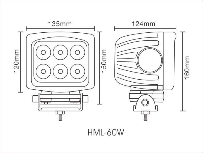 Good quality 60 watt automotive led work lamp for SUV,JEEP,Truck HCW-L6060