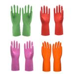 Roll Up Cuffs Natural Latex Flocklined Household Cleaning Gloves