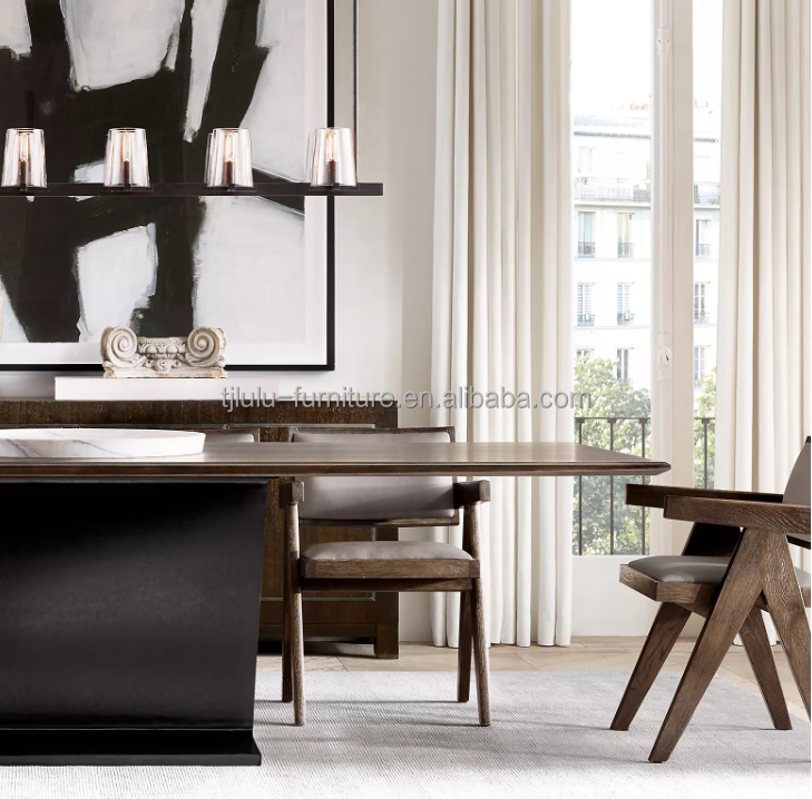 Top Grade Hotel Restaurant Home Using Dining Room Modern Wood PU Chairs With Armrest and Nitrolacquer Finish