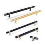 Aluminium Brass T Bar Handles Black Gold for Kitchen 195mm 225mm 385mm Length