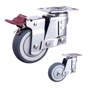 China TPR 5 Inch Locking Swivel Casters , 120kg Capacity Small Spring Loaded Casters factory