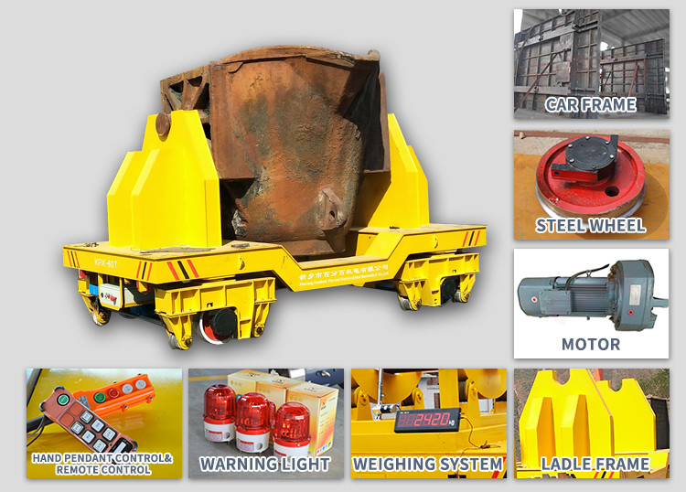 High Temperature Proof Material Handling Trolley , Molten Metal Motorized Rail Cart Anti Explosion