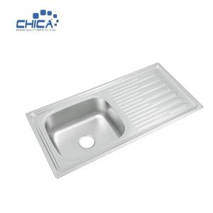 China CH10050H Stainless Steel Kitchen Sink Press Kitchen Sink Single Bowl Sink With Drain Board factory