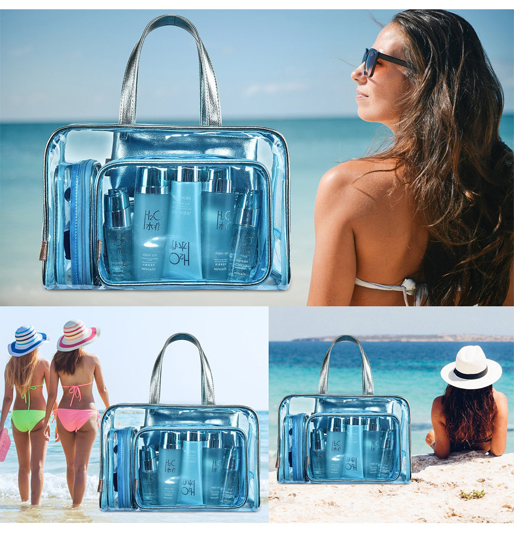 5 In 1 PVC Leather Travel Transparent Cosmetic Bags