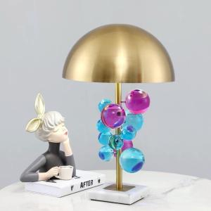 China Post Modern Creative Color Crystal Round Table Lamp Villa Living Room Bedroom Luxury Table Lamp factory