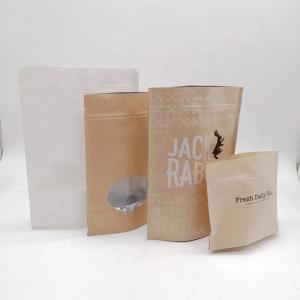 China Kraft Biodegradable Stand Up Pouches Paper Bag With Clear Window factory