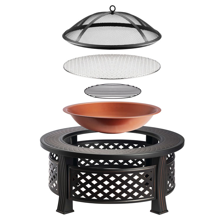 Backyard Patio Garden Bonfire Firepit with Round Wood Burning Fire Pit and Ice Bucket