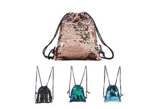 China Sequins symphony color ladies drawstring backpack outdoor bag sports backpacks factory