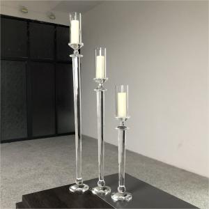 China Small Crystal Glass Candle Holder Luxury Event Table Decoration Long Pole 115CM factory