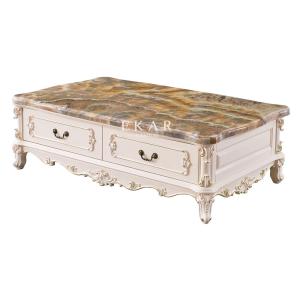 China Marble Top Storage Living Room Wooden Coffee Table factory
