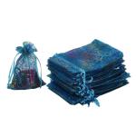 Blue Organza 18x12" Drawstring Gift Bags Biodegradable For Candy