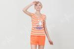Soft Women'S Sleeveless Pajama Sets / Summer Pj Sets With Orange Short Pants