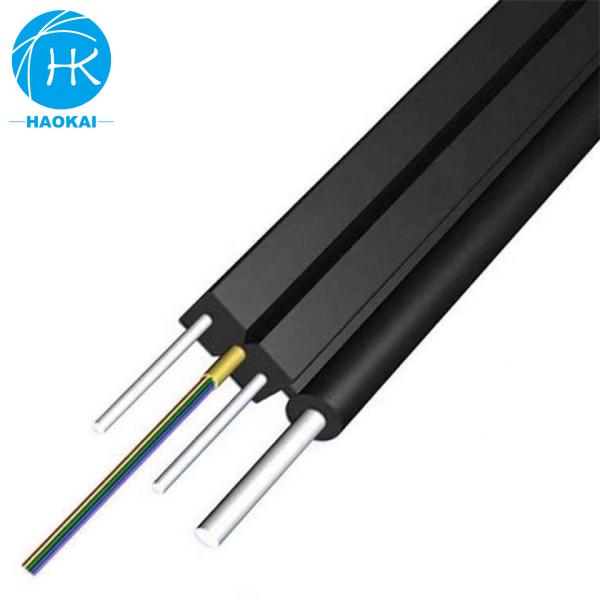 2core 6core FTTH Drop Cable Flat Fiber Optic Cable With Aramid Central Tube