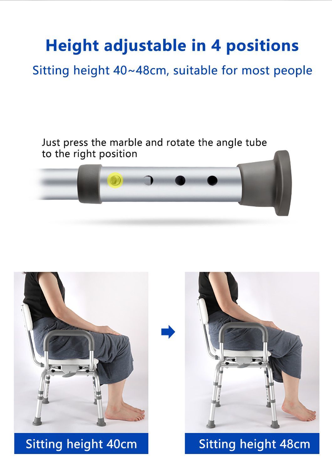 Portable Folding Height Adjustable Shower Stool Bathroom Safety Equipment for The Elderly