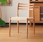 Modern Design Solid Wood Dining Chair with Woven Paper Cord and Nitrolacquer