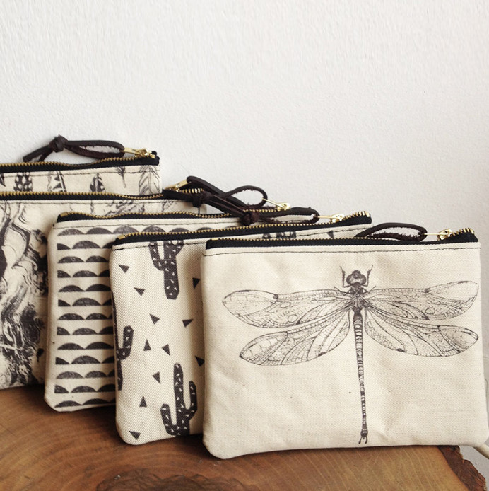Makeup Storage Cotton Canvas Cosmetic Bag Bulk Pouch With Zipper Closure