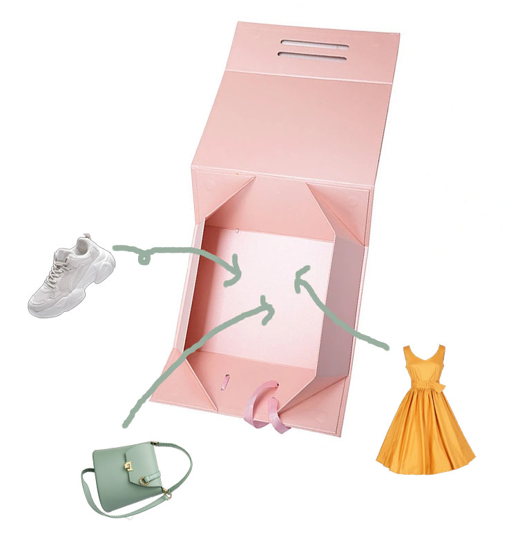 Paperboard Box Type Custom Magnetic Storage Stash Gift Boxes with Ribbon Handle Folding