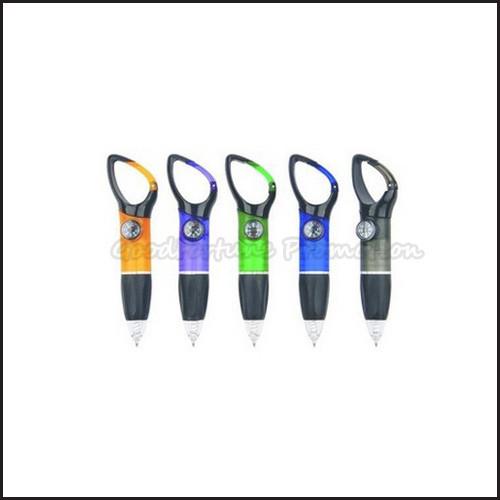 Hot Sale Promotional customed printed logo carabiners ballpoint pen with compass