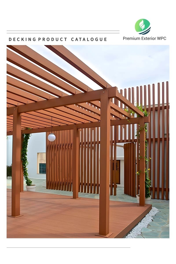Modern WPC Pergola With Composite Decking board Lightweight