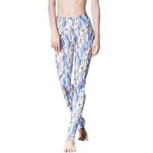 China CPG Global Women's Gyg Legging Sport Running Pants Yoga Floral Blue Print Slim Fit HK19 factory
