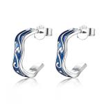 0.07oz 1.4x1.2cm Sterling Silver Jewelry Earrings Blue Trendy Moon Star Earring