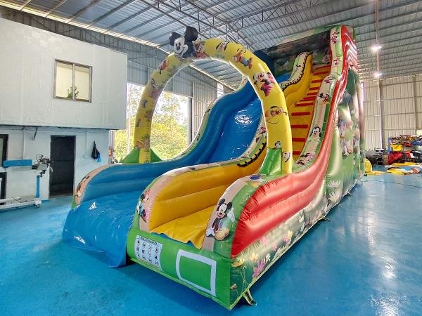 Commercial Outdoor Inflatable Dry Slide Castle Disney Micky Mouse Cartoon Party