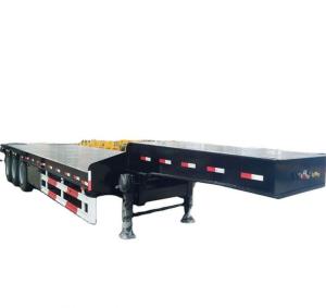 China 3 axles 60tons low flat bed/low boy semi truck trailer heavy loading excavator carrier factory