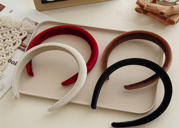 GLH013 Autumn/winter pure color red/black velvet fabric baby headband texture