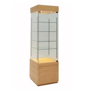 China Contemporary Lockable Glass Showcase Cabinet With Storage Base Adjustable Shelving factory
