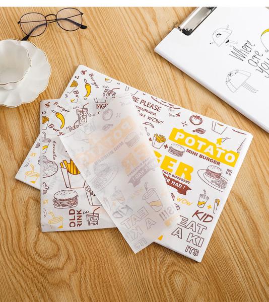 Custom Oil Proof Deli Paper Sheets Wax Paper Food Wrapping Disposable Greaseproo