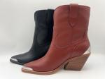 Closed toe metal design Womens Leather Dress Boots，soft nappa genuine leather
