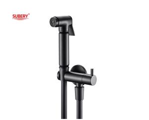 China Brass Shattaf Hand Held Bidet Shower Thread Modern Matt Black G1/2&quot; factory