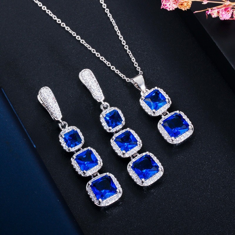 Jewelry Set for Wedding Party Crystal CZ Zircon Ring Earrings Bracelets Necklace Jewelry Set