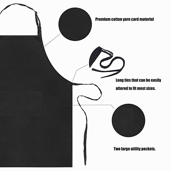 Waterproof Unisex Black Cotton Apron Professional Barista Antifouling Full Body Length