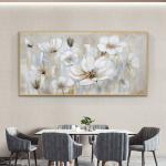 Customized Size Accepted 100% Hand Painted Wall Art Abstract White Flowers Home