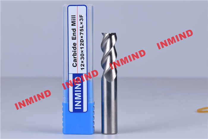 HRC50 8mm / 10mm / 12mm Aluminium End Mill 3 Flute No Coating 45º Helix Angle
