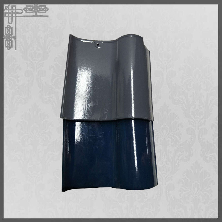 Matte Glazed Ceramic Roof Tiles Blue Spanish 220mm Handmade Clay Roofing Tiles