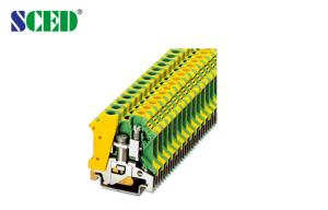 China Yellow / Green 8.2mm Width 6mm2 Din Rail Terminal Blocks Ground Earthing Connector factory