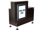 Custom Wooden Cash Counter 2 Shelves , Small Reception Desk For Salon