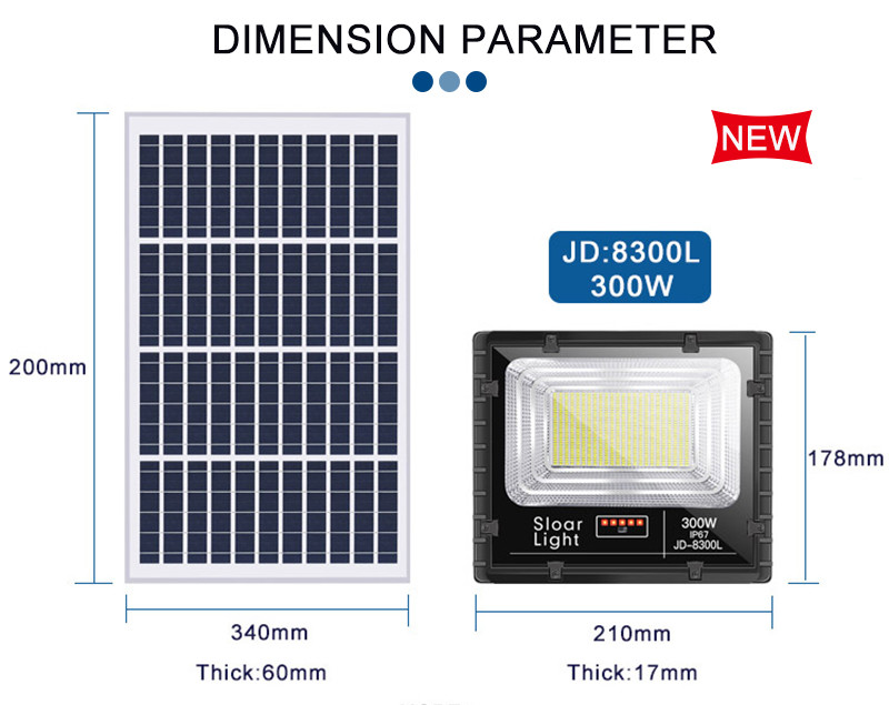 Waterproof Ip67 Remote Control ABS 300W LED Solar Flood Light Power Station