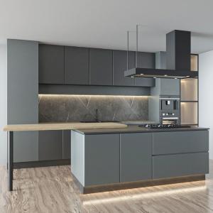 China HPDL 200mm Blue And Pink PVC Island Kitchen Cabinets Pvc Modular factory