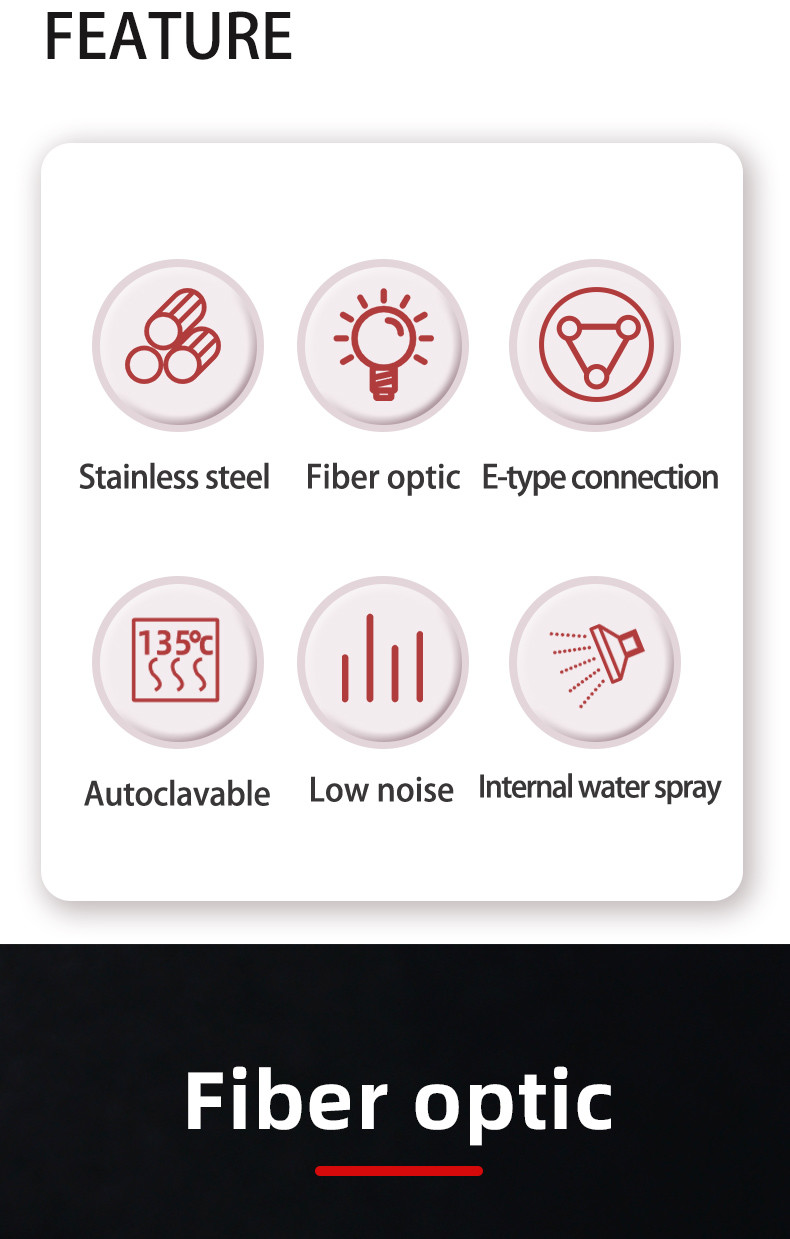 Red Ring Surgical Dental Handpiece Unit Practical Fiber Optic